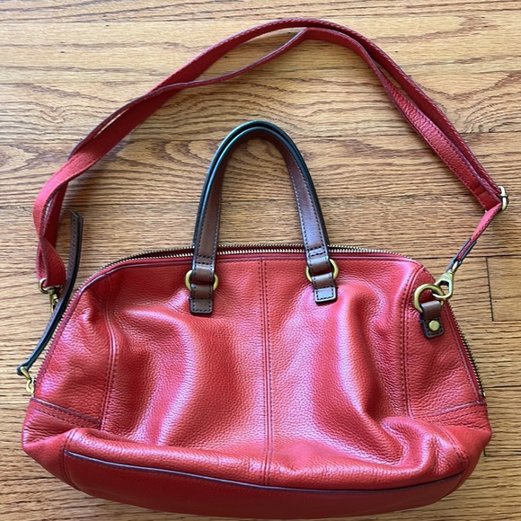 Red Genuine Leather Fossil Satchel Bag/Purse - Picture 5 of 11